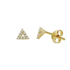 14k <b>Solid</b> Gold Triangle Diamond Stud <b>Earring</b> Factory Direct Wholesale Minimalist Geometric Pave Jewelry Custom Design - Product Image 1