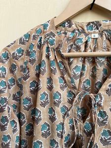 Vestido largo de algodón estilo casual con cuello en V, mangas largas, bordado floral y estampado a bloques, estilo indio, superventas 2026 - Product Image 6