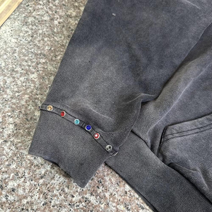 เสื้อฮู้ดดี้ยูนิเซ็กซ์คุณภาพสูง ซักแบบ Stone Washed สำหรับผู้ชาย หนานุ่ม สไตล์วินเทจ ผ้าฝ้าย 100% มีซิป แต่งคริสตัล รับผลิตแบบ OEM - Product Image 3