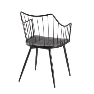 Sedia da pranzo Winston Farmhouse in metallo nero e legno di Winston Farmhouse - Product Image 3