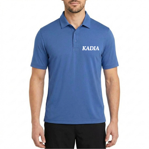 Polos azules de alta calidad para hombre con el logotipo de tu marca, manga corta, transpirables, 100% algodón/poliéster, polos unisex. - Product Image 4