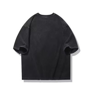 Camiseta de marca de ropa de peso pesado con estampado serigrafiado y logo en relieve, en stock - Product Image 6