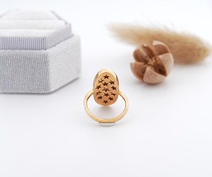 Nuevo Anillo Vintage de Oro Amarillo de 14k con Forma Ovalada, Anillo de Boda con Diamantes Salt & Pepper Rústicos para Ella, Om Gems - Product Image 2
