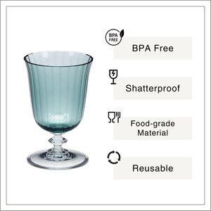 [Holar] Taiwan Made Elegant Teal Ribbed Reusable Shatterproof Plastic <b>Goblet</b> Glass for Catering Bars Poolside - Product Image 2