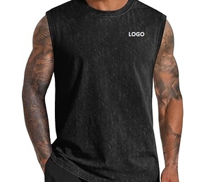 Camiseta sin mangas personalizada con logo para hombre, chaleco deportivo transpirable de punto para gimnasio y entrenamiento muscular - Product Image 5
