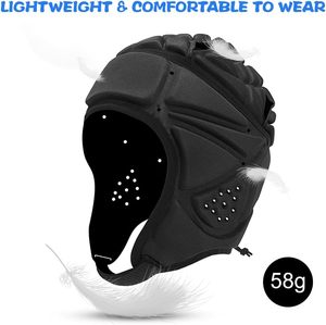 Protège-tête de boxe noir avec aérations, équipement de protection en EVA pour adultes, protection unisexe de la tête, fermeture auto-agrippante - Product Image 2