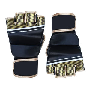 Gants de MMA professionnels de qualité supérieure, en cuir, demi-doigts, fabriqués au Pakistan, avec fermeture à sangle. - Product Image 1