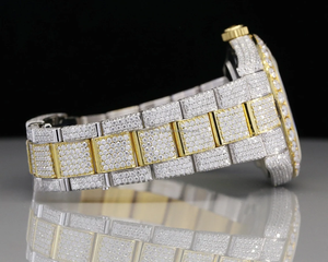 นาฬิกากลไกเย็นคุณภาพระดับพรีเมียม VVS Moissanite ใสแฟชันกระจกโลหะผสมหรูหราสายสแตนเลสสตีล - Product Image 2