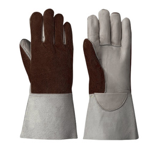 Industrial Safety Cowhide Grain & Split Leather Gloves for TIG Welding Heavy Duty Firefighting Construction Hand <b>Arm</b> Protection - Product Image 2