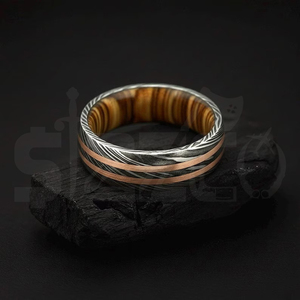 Hot Selling Handmade Copper Damascus Steel <b>Ring</b> for Men Women Wedding Band Fashion Party <b>Ring</b> Custom Latest Design OEM Supplier - Product Image 5