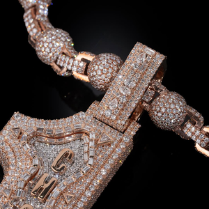 Colgante Personalizado con Letra y Logotipo, Estilo Hip Hop, Alta Calidad, Plata 925 con Moissanita, para Hombre - Product Image 3