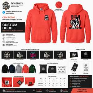 Sweat-shirt à capuche pour homme avec logo MMA, vert, en molleton de coton, poche avant, coupe décontractée, hiver, anti-plis, 370g - Product Image 2