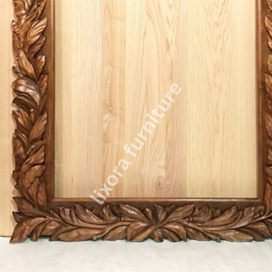 Handmade Wooden Wall <b>Mirror</b> Frame <b>Rectangular</b> Traditional Carved Leaf Design Brown Decorative <b>Mirror</b> - Product Image 6