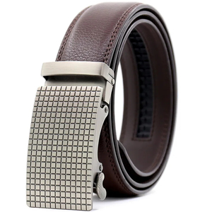 Ceinture en cuir de vachette noir avec boucle automatique rectangulaire en alliage, style formel, durable, moulage monobloc - Product Image 6