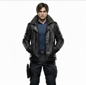 Chaqueta Cortavientos Impermeable de Piel de Oveja Genuina para Hombre, con Cierre, Estilo Vintage, Casual, para Motocicleta, Color Negro, a Precio Accesible - Product Image 3