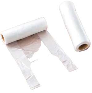 Bolsa de camiseta blanca a precio competitivo, bolsa de plástico reciclado enrollable con asa para embalaje de alimentos, chaleco, bolsa de supermercado - Product Image 2