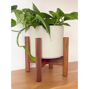 Soporte moderno de madera para plantas con florero de vidrio para plantas verdes de interior, diseño minimalista, soporte de madera para plantas de escritorio. - Product Image 3