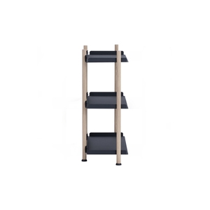 Industrial Modern <b>Open</b> Bookshelf with 3 Black Metal Tiers and Durable Wooden Supports for Living Room Decor - Product Image 3