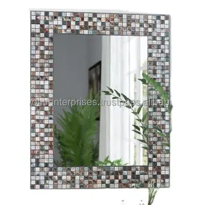 인도 수출에서 침실 거실 및 욕실 장식을위한 모자이크 유리 거울 품질 로프 보덴 벽 거울