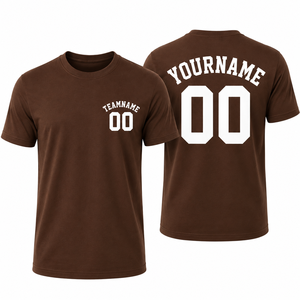 T-shirt rouge personnalisé pour homme avec impression nom et numéro, manches courtes, col rond, style jersey décontracté, coupe classique, 100 % coton, logo avant - Product Image 4