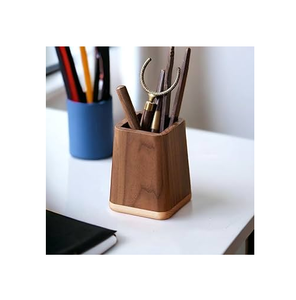 Wood Pen Holder Attractive Designer Top Price Polished Wooden Pen Pencil Holder Office <b>Table</b> Decoration Custom - Product Image 1