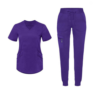 Wholesale Medical and Nurse Hospital Use Uniforms Women Sets Jogger Medical Spandex Nursing <b>Scrub</b> Short Sleeve Spa Uniform Set - Product Image 2
