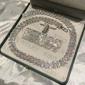 Colgante de moissanita VVS1 grande con nombre personalizado, corte baguette, colgante con letra personalizada, joyería para fiestas, colgante de rapero para hombre, colgante de hip hop. - Product Image 5