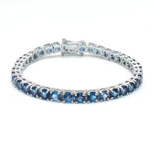 Pulsera de Plata de Ley 925 para Mujer, Pulsera Delicada con Topacio Azul de Londres Natural, Joyería Hecha a Mano con Piedra de Nacimiento - Product Image 5