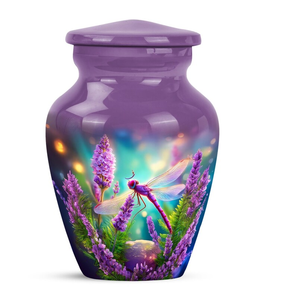 Purple <b>Memorial</b> Urn Metal Cremation <b>Keepsake</b> Vessel Adult Ashes Cremation Urn with Velvet Drawstring Bag - Product Image 2
