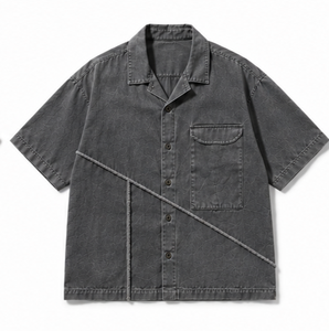 เสื้อเชิ้ตทำงานแขนสั้นคุณภาพสูงสำหรับผู้ชาย ทรงปกติ - Product Image 1