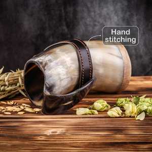 Handcrafted Buffalo Horn Beer <b>Mug</b> With Custom Logo Vintage Design For Adults Party Use - Product Image 2