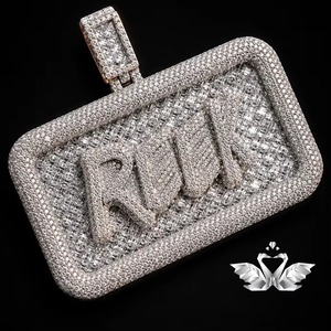 Export Quality Moissanite Hip Hop Pendant D Color VVS 925 Silver Jewelry for Birthday Anniversary Gift Available For Sale - Product Image 4