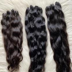 Extensiones de Cabello Humano Remy Indio Negro Natural, Suaves y Onduladas, de Una Sola Capa, con Doble Trama a Máquina, para Uso Profesional en Tejidos - Product Image 2