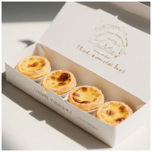 Boîte d'emballage personnalisée en papier alimentaire avec laminage mat et doublure en éponge pour Pastel de Nata, tartelettes aux œufs et biscuits, avec logo sur mesure - Product Image 2