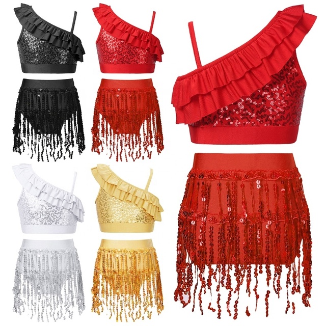6-14 Internship Stage Dance Wear Kids Training Dancewear Set Girls Contemporary Latin Dance Costume Performance Wear