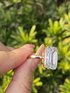 10 Carat Emerald Cut Lab Grown <b>Diamond</b> Engagement <b>Ring</b>, Pave <b>Diamond</b> Engagement <b>Ring</b>, IGI Certified - Product Image 2
