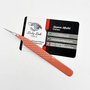 Pince à épiler droite enduite de poudre nue pointe en fibre d'acier inoxydable solide marque privée pince à épiler extension de cils beauté durable - Product Image 3