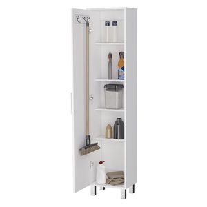 Buccan Five-<b>Shelf</b> Storage Cabinet with White Finish Wicker Laundry <b>Baskets</b> - Product Image 4