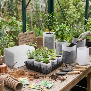 Hot Sale New Eco-Friendly Aeration Non-Woven Plant Fiber Biodegradable 1000mL Capacity Plant Grow Bags Seedling <b>Pots</b> - Product Image 4