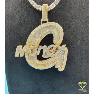 Custom Crown "G MONEY " Pendant <b>Iced</b> <b>Out</b> Moissanite Diamond Hip Hop Necklace Luxury Bling <b>Chain</b> - Product Image 5