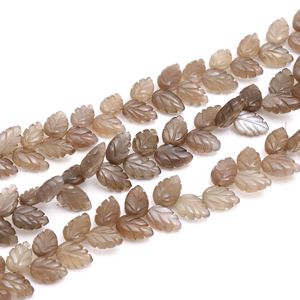 Perles de pierre de lune grise naturelle AAA en forme de feuille, sculptées à la main, 10x11MM, perles de pierre de lune en vrac pour la fabrication de bijoux, vente en gros - Product Image 1