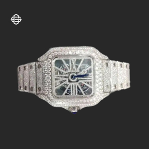 Montre à quartz pour homme, best-seller, style business, cadran carré en verre, acier inoxydable, 20 mm, classique, ton argent, cadran serti de moissanite, 41 mm - Product Image 2