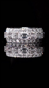 VVS Lab Moissanite IGI ได้รับการรับรองว่าเป็นมรกตแหวนเพชรตัดเฉพาะแหวนหมั้นฮิปฮอปของผู้หญิง925ชุบทอง - Product Image 5