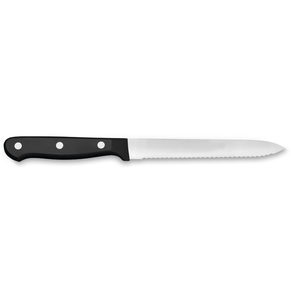 Professional 5 Inch Serrated Utility <b>Knife</b> with Black Triple Rivet Handle Stainless Steel Blade for <b>Bread</b> Fruit Tomato Vegetable - Product Image 2