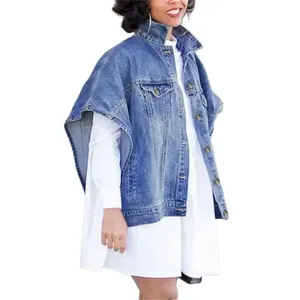 Veste en jean sans manches pour femme, style châle, vintage, à revers, simple boutonnage, manteau cardigan, tendance décontractée streetwear - Product Image 3