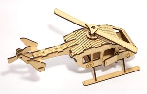 Kit de modèle d'hélicoptère en bois à assembler soi-même, jouet artisanal sculpté avec motif étoile - Product Image 4