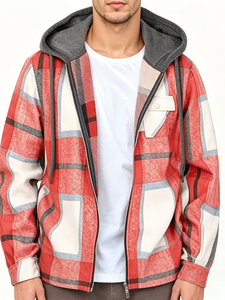Wholesale Streetwear <b>Flannel</b> Shirt <b>Jacket</b> Long Sleeve Plaid Polyester Lined Breathable - Product Image 5