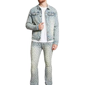 Best OEM Men With Full Customization Custom Sport Style Men's Denim <b>Rhinestone</b> <b>Jacket</b> For Outdoor Wear - Product Image 3