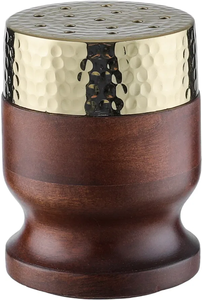 Modern Wood and Metal Incense Burner Bulk Luxury Mango Wood Bakhoor Censer with <b>Hammered</b> Gold Finish <b>Frame</b> and Metal Liner - Product Image 6