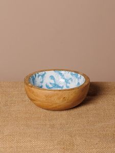 Tazón de madera esmaltada hecho a mano, de moda, con estampado de vida marina del Mediterráneo, para servir comida y decorar la mesa - Product Image 6